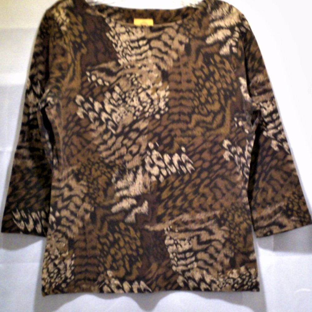 Ruby Road Animal Print 3/4 Sleeve Tunic